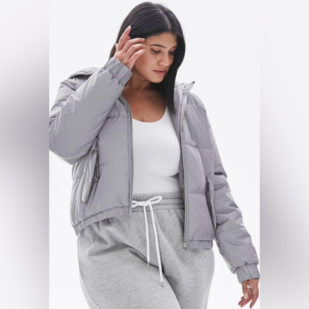 FOREVER 21 Hooded Puffer Reflective Jacket~3X